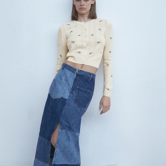 ZARA EMBROIDERED KNIT CARDIGAN TRF - Picture 7 of 8